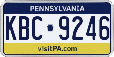 PA license plate KBC9246