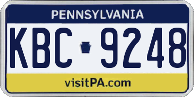 PA license plate KBC9248