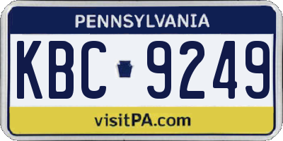 PA license plate KBC9249
