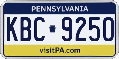 PA license plate KBC9250