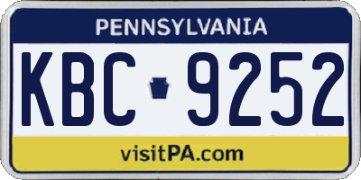 PA license plate KBC9252