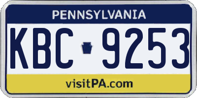 PA license plate KBC9253