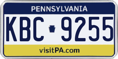 PA license plate KBC9255