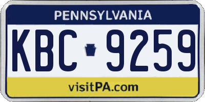PA license plate KBC9259