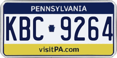 PA license plate KBC9264