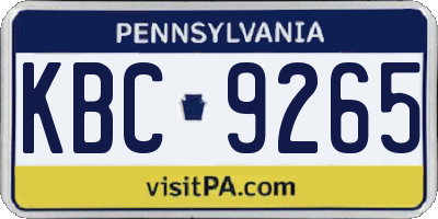 PA license plate KBC9265