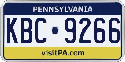 PA license plate KBC9266