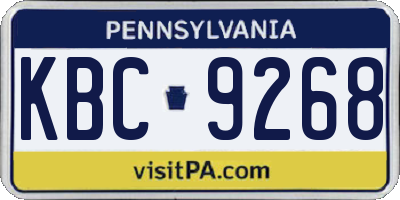 PA license plate KBC9268