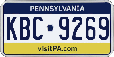 PA license plate KBC9269