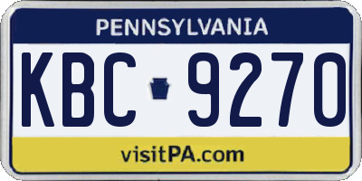 PA license plate KBC9270