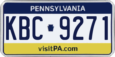 PA license plate KBC9271