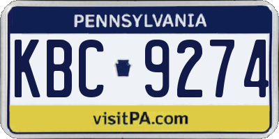 PA license plate KBC9274