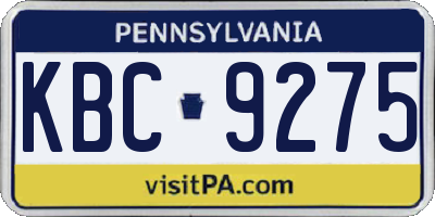 PA license plate KBC9275