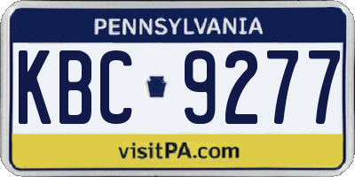 PA license plate KBC9277