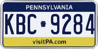 PA license plate KBC9284