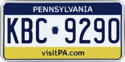 PA license plate KBC9290