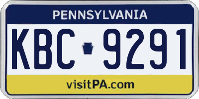 PA license plate KBC9291