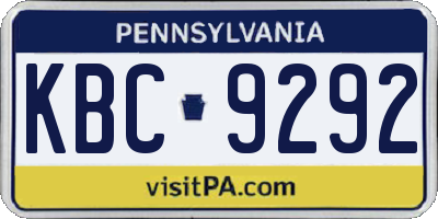 PA license plate KBC9292