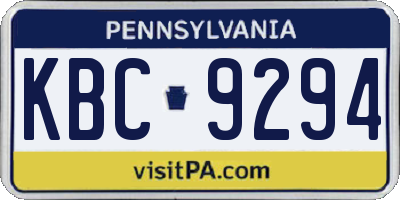 PA license plate KBC9294