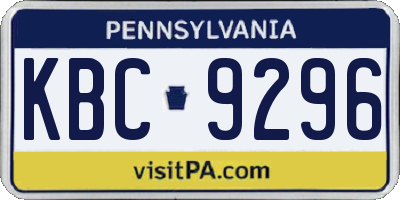 PA license plate KBC9296