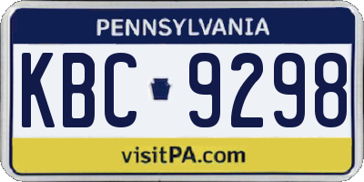 PA license plate KBC9298