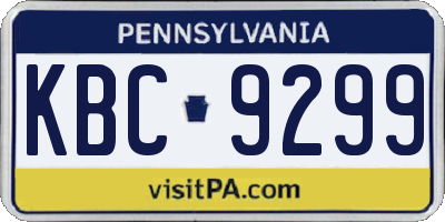 PA license plate KBC9299