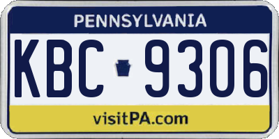 PA license plate KBC9306