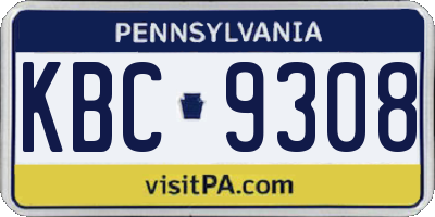 PA license plate KBC9308
