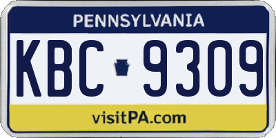 PA license plate KBC9309