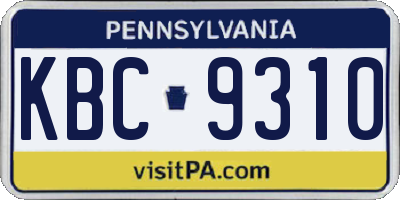 PA license plate KBC9310
