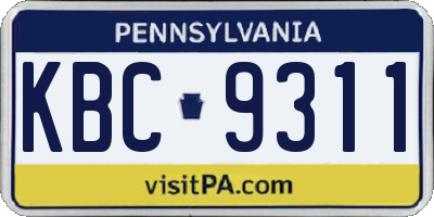 PA license plate KBC9311