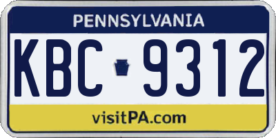 PA license plate KBC9312