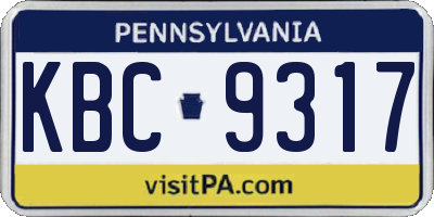 PA license plate KBC9317