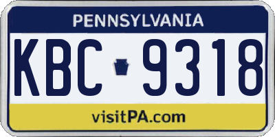 PA license plate KBC9318