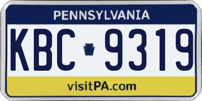 PA license plate KBC9319