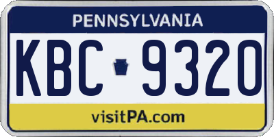 PA license plate KBC9320
