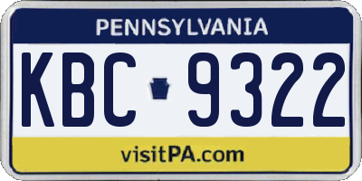 PA license plate KBC9322