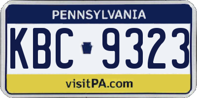 PA license plate KBC9323