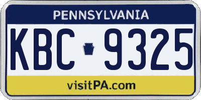 PA license plate KBC9325