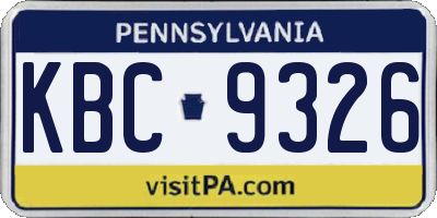 PA license plate KBC9326