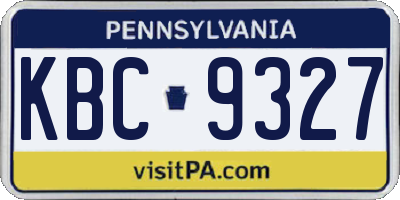 PA license plate KBC9327