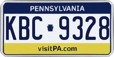 PA license plate KBC9328