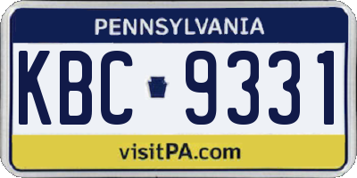 PA license plate KBC9331