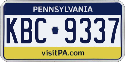 PA license plate KBC9337