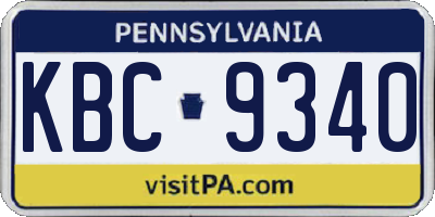 PA license plate KBC9340