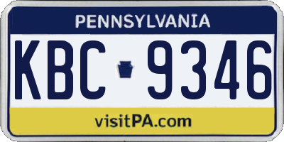 PA license plate KBC9346