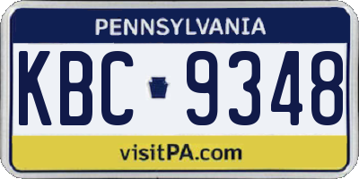 PA license plate KBC9348