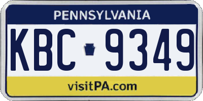 PA license plate KBC9349