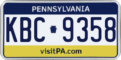 PA license plate KBC9358