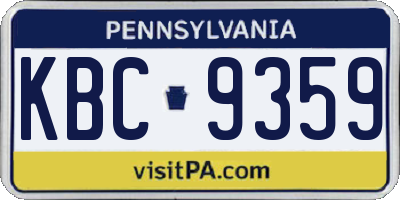 PA license plate KBC9359